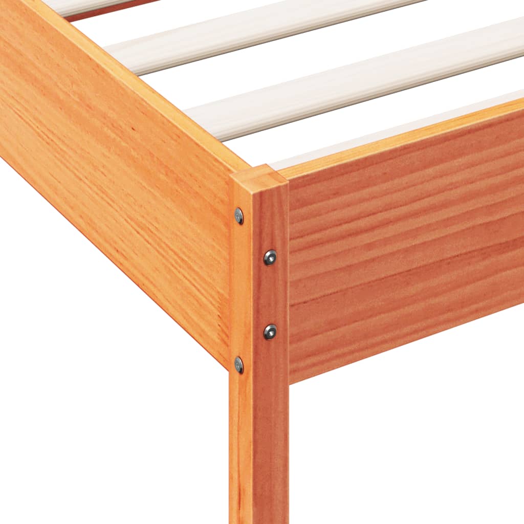 vidaXL Cama sin colchón madera maciza de pino marrón cera 100x200 cm