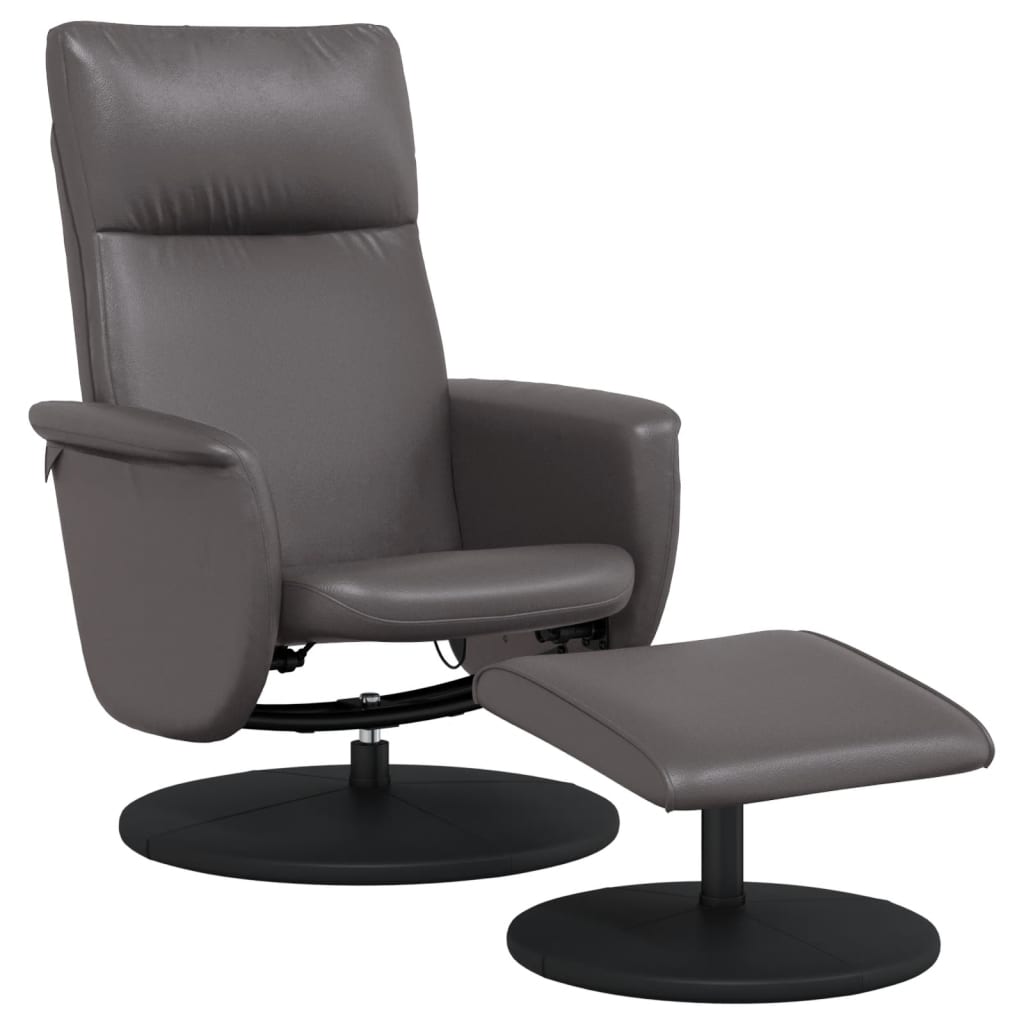 vidaXL Sillón reclinable con reposapiés cuero sintético gris