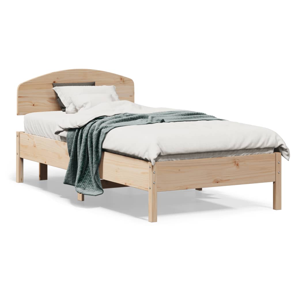 vidaXL Estructura de cama con cabecero madera maciza pino 75x190 cm