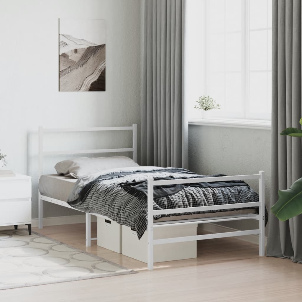 vidaXL Estructura cama sin colchón con estribo metal blanco 100x200 cm