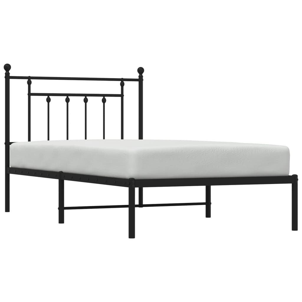 vidaXL Estructura cama sin colchón con cabecero metal negro 100x190 cm