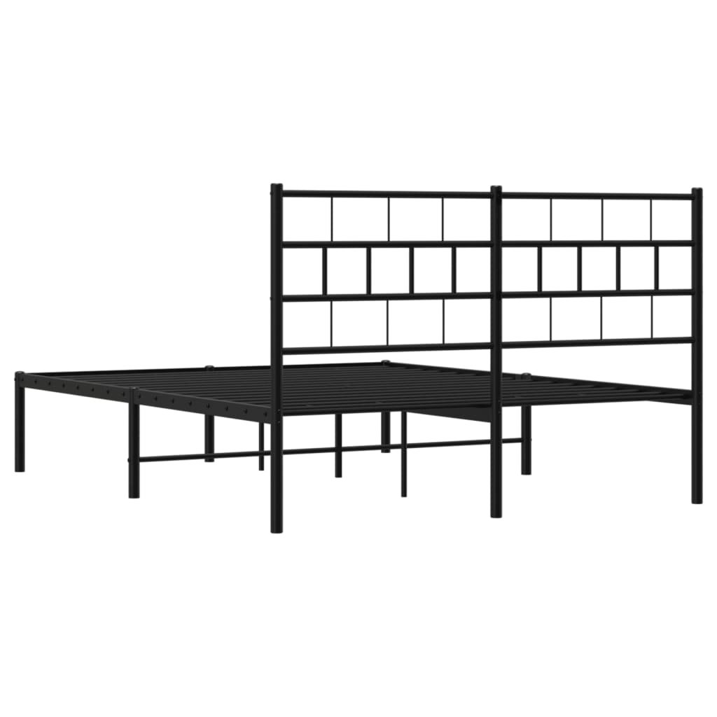 vidaXL Estructura cama sin colchón con cabecero metal negro 140x200 cm