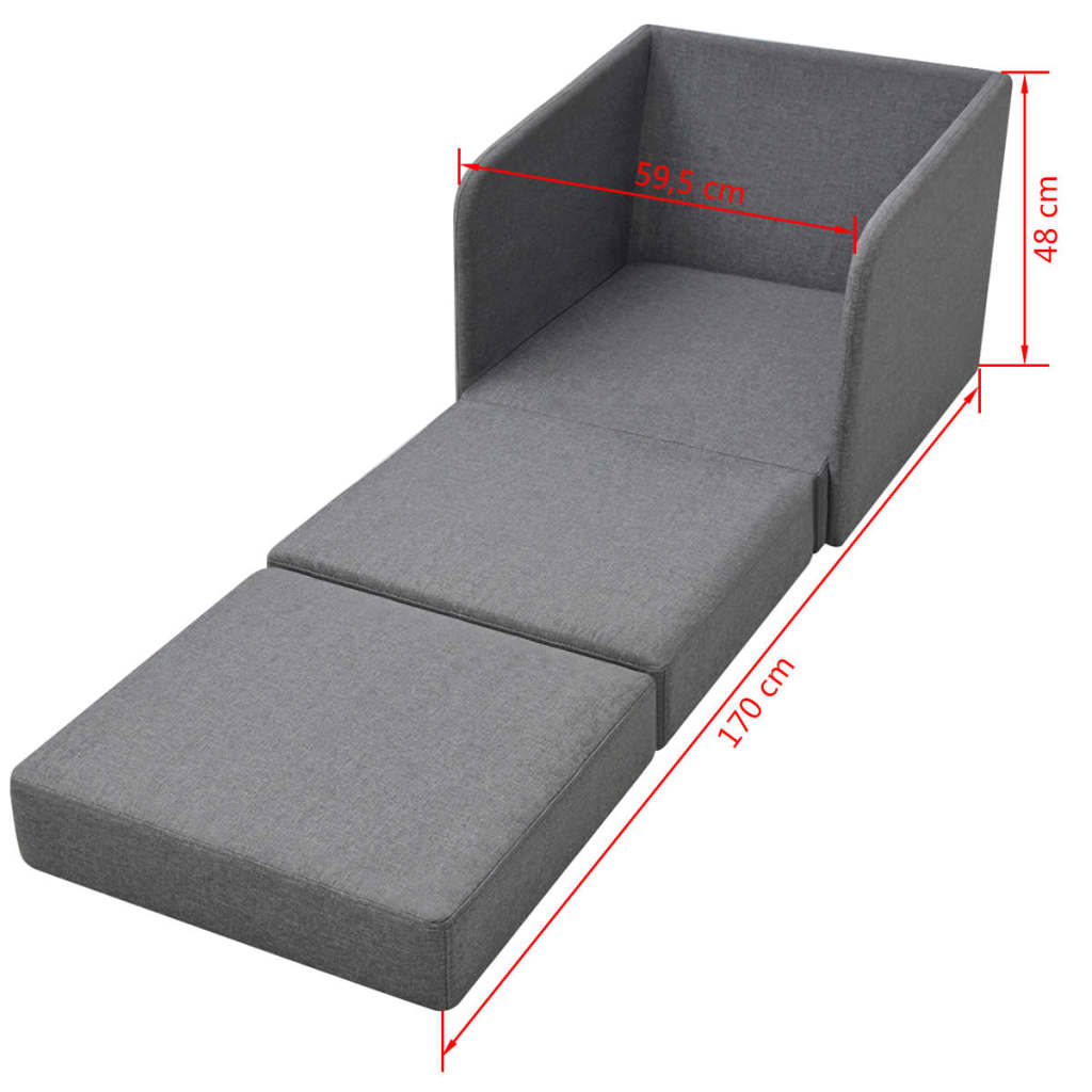 vidaXL Sillón convertible tela gris claro