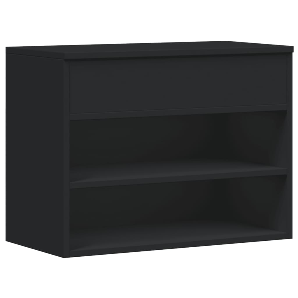 vidaXL Banco zapatero de madera de ingeniería negro 60x30x45 cm