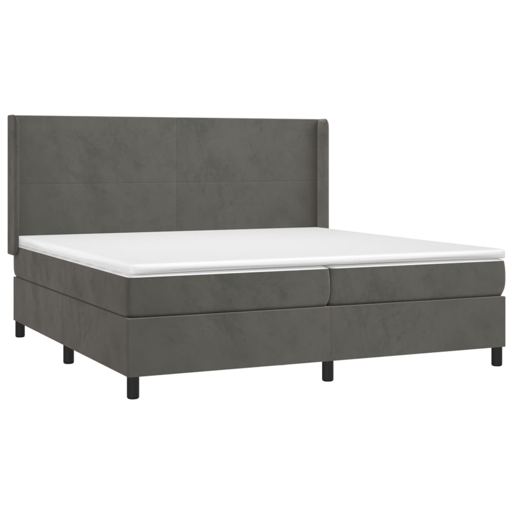 vidaXL Cama box spring con colchón terciopelo gris oscuro 200x200 cm