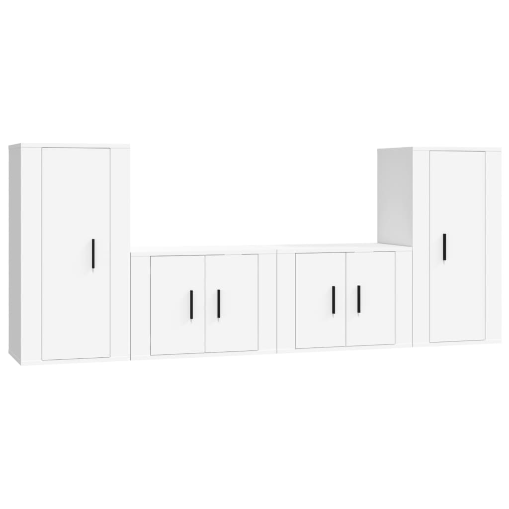 vidaXL Set de muebles para TV 4 piezas madera contrachapada blanco