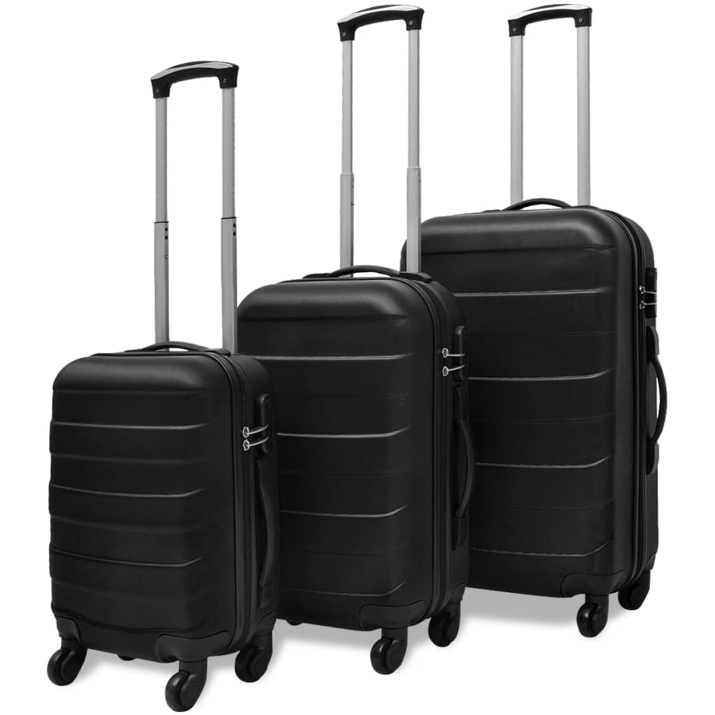 vidaXL Juego de maletas trolley rígidas 3 piezas negro 45,5/55/66 cm