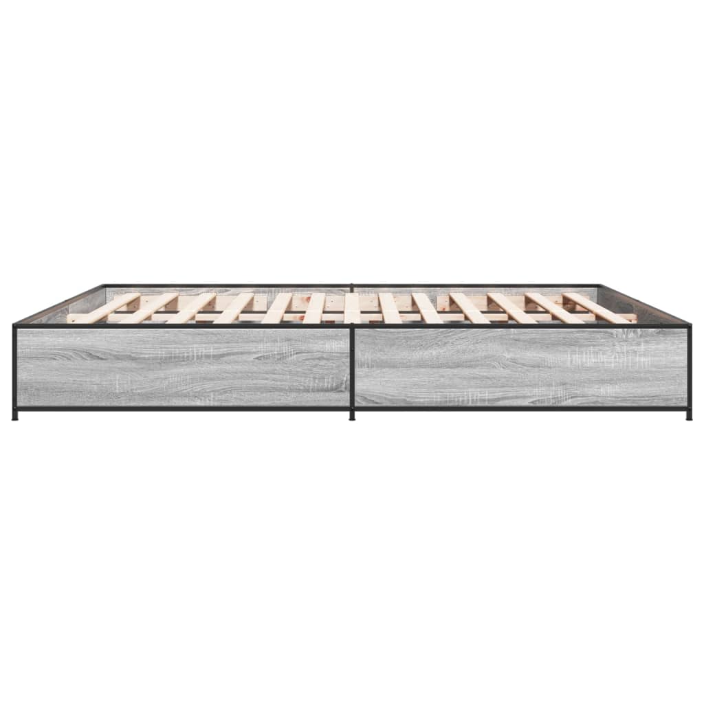 vidaXL Estructura cama madera ingeniería metal gris Sonoma 160x200 cm