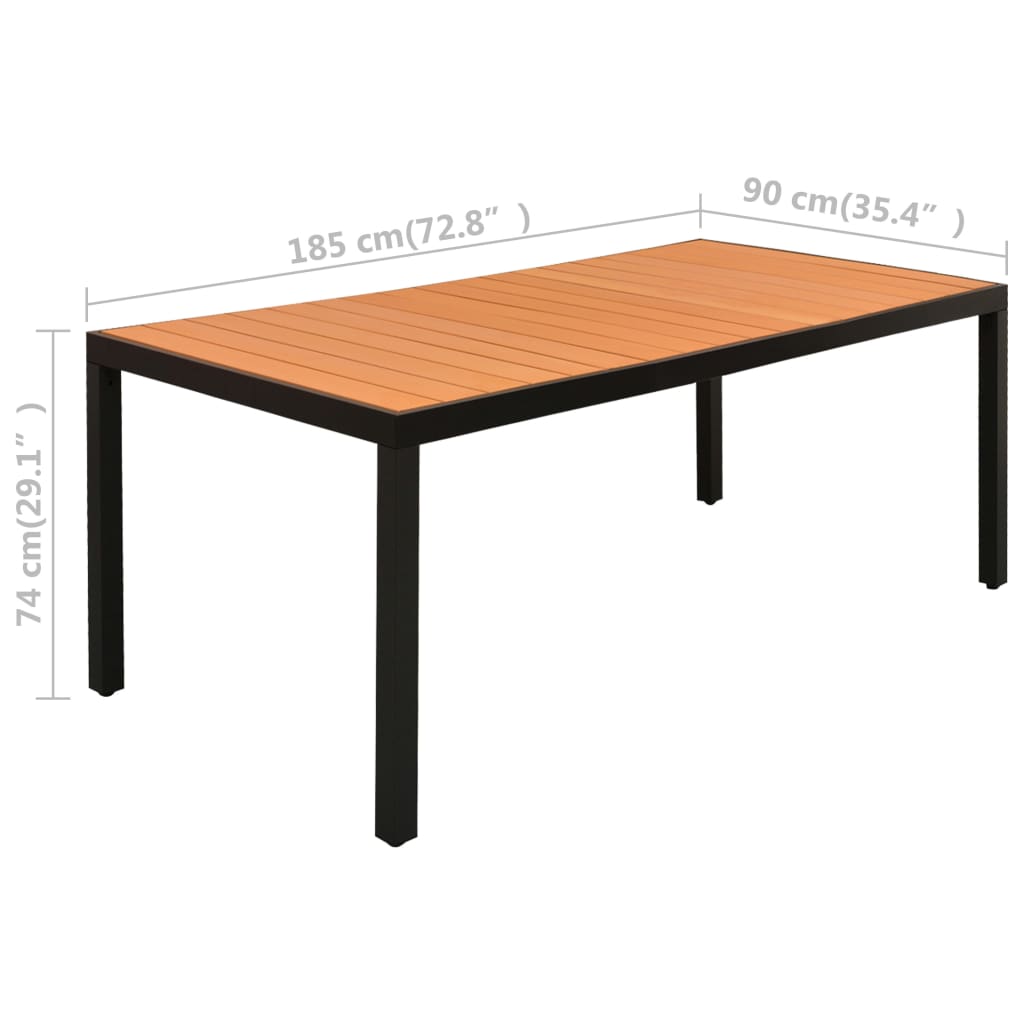 vidaXL Juego de comedor para jardín 7 piezas negro y marrón