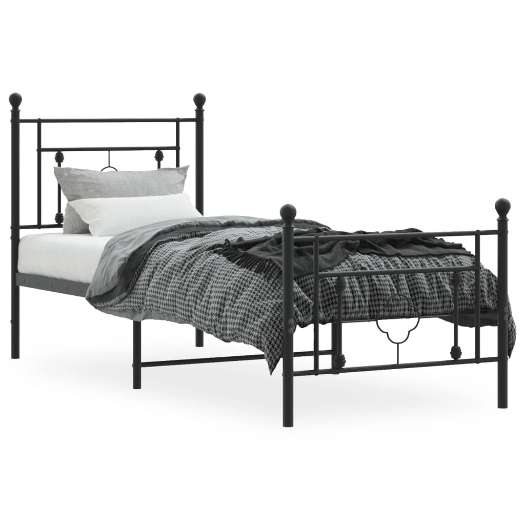 vidaXL Estructura cama sin colchón con estribo metal negro 80x200 cm