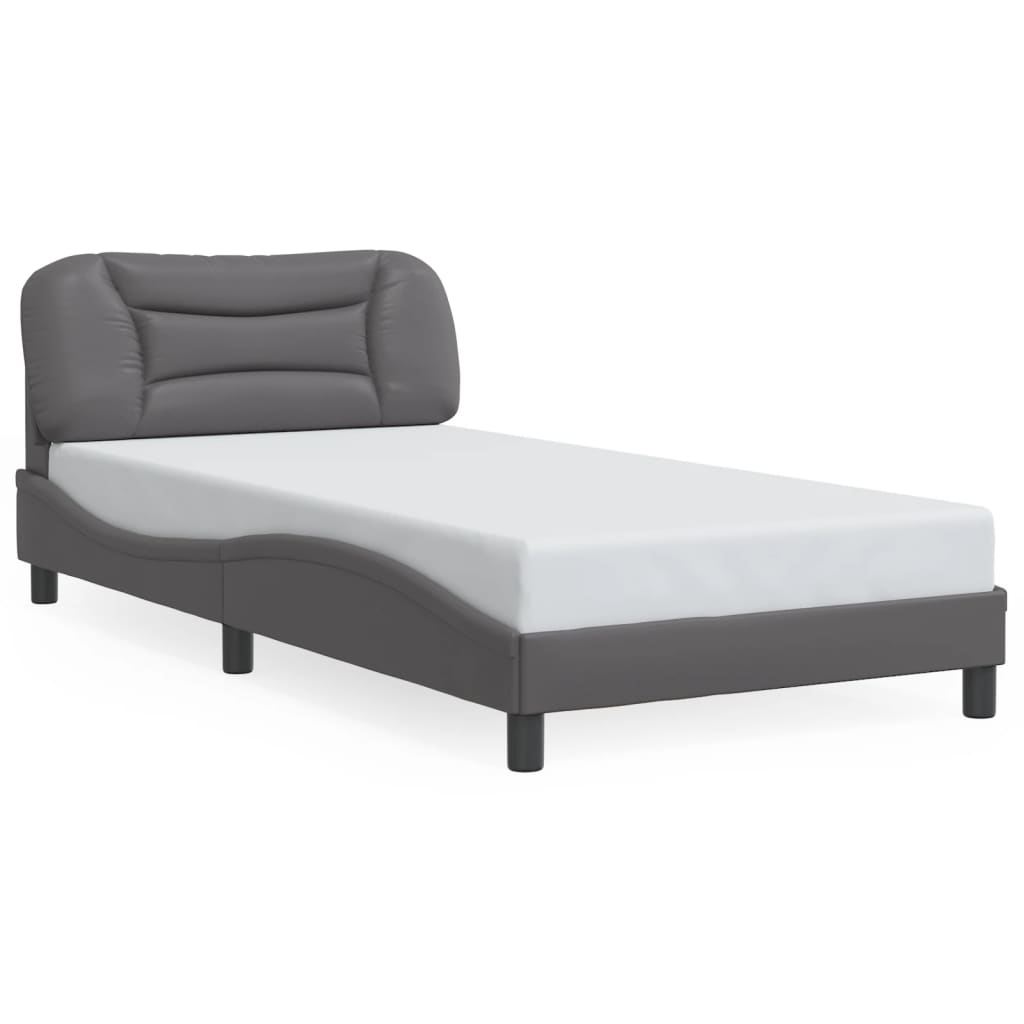 vidaXL Estructura cama con luces LED cuero sintético gris 100x200 cm