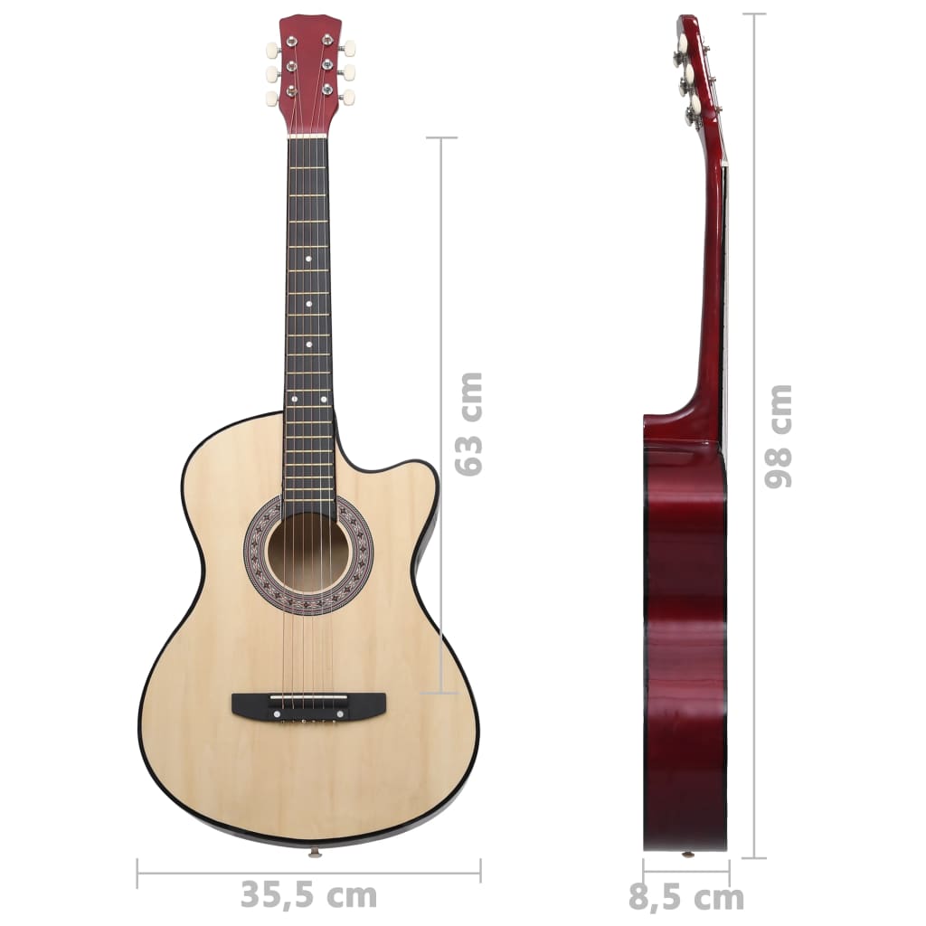 vidaXL Guitarra acústica con cutaway 6 cuerdas madera tilo 38"