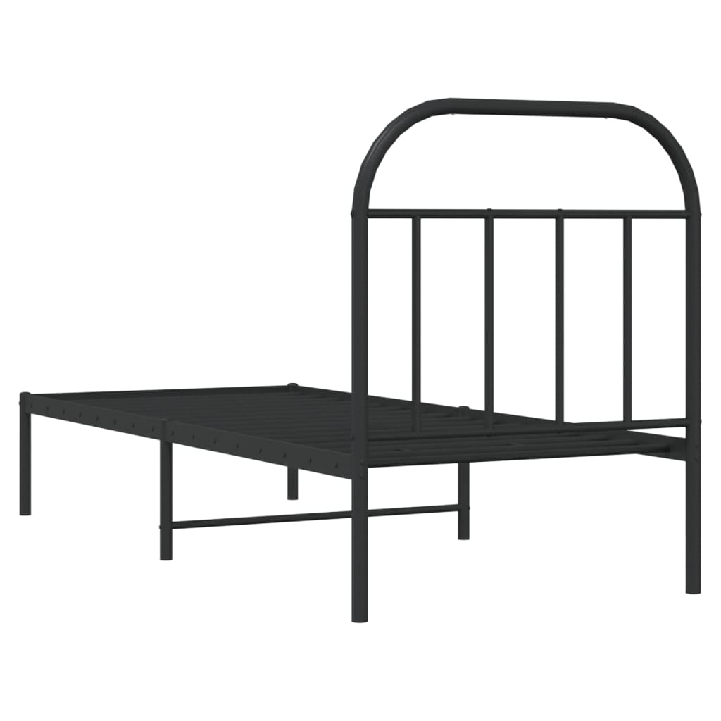 vidaXL Estructura cama sin colchón con cabecero metal negro 75x190 cm