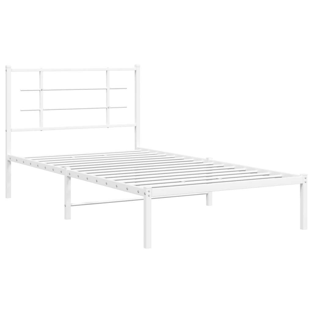 vidaXL Estructura cama sin colchón con cabecero metal blanco 100x190cm