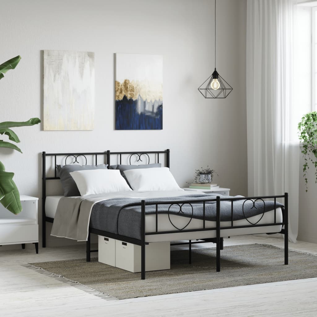 vidaXL Estructura cama sin colchón con estribo metal negro 120x200 cm