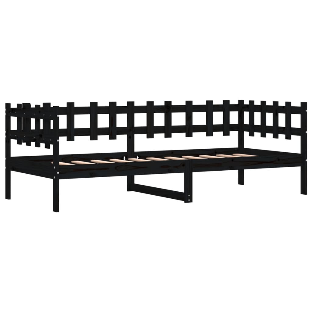 vidaXL Sofá cama madera maciza de pino negro 90x190 cm