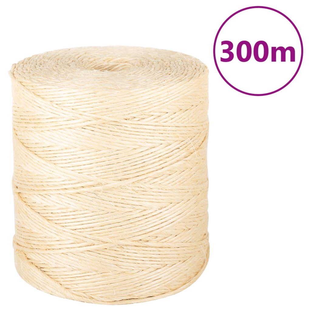 vidaXL Cuerda 100% sisal 2 mm 300 m