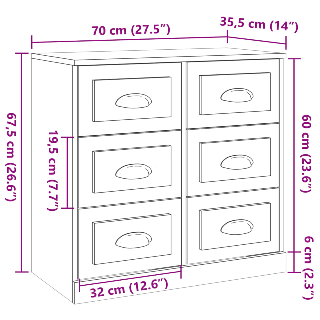 vidaXL Aparadores 3 piezas madera contrachapada blanco