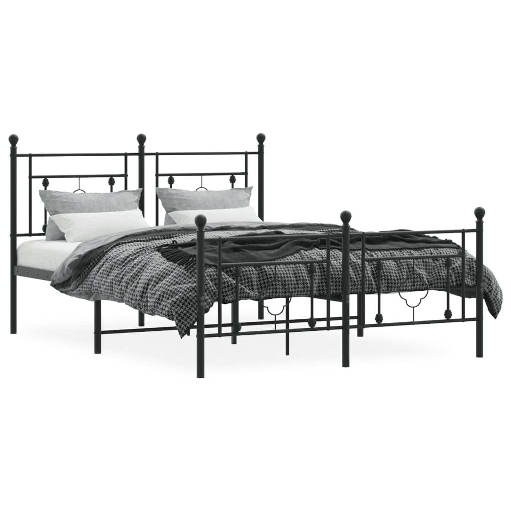 vidaXL Estructura cama sin colchón con estribo metal negro 140x190 cm