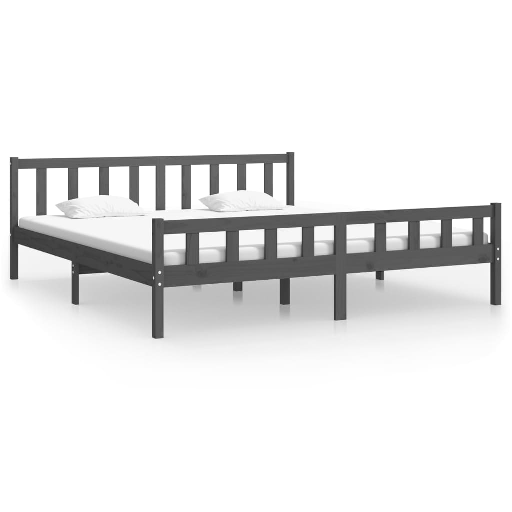 vidaXL Estructura de cama de madera maciza gris 160x200 cm