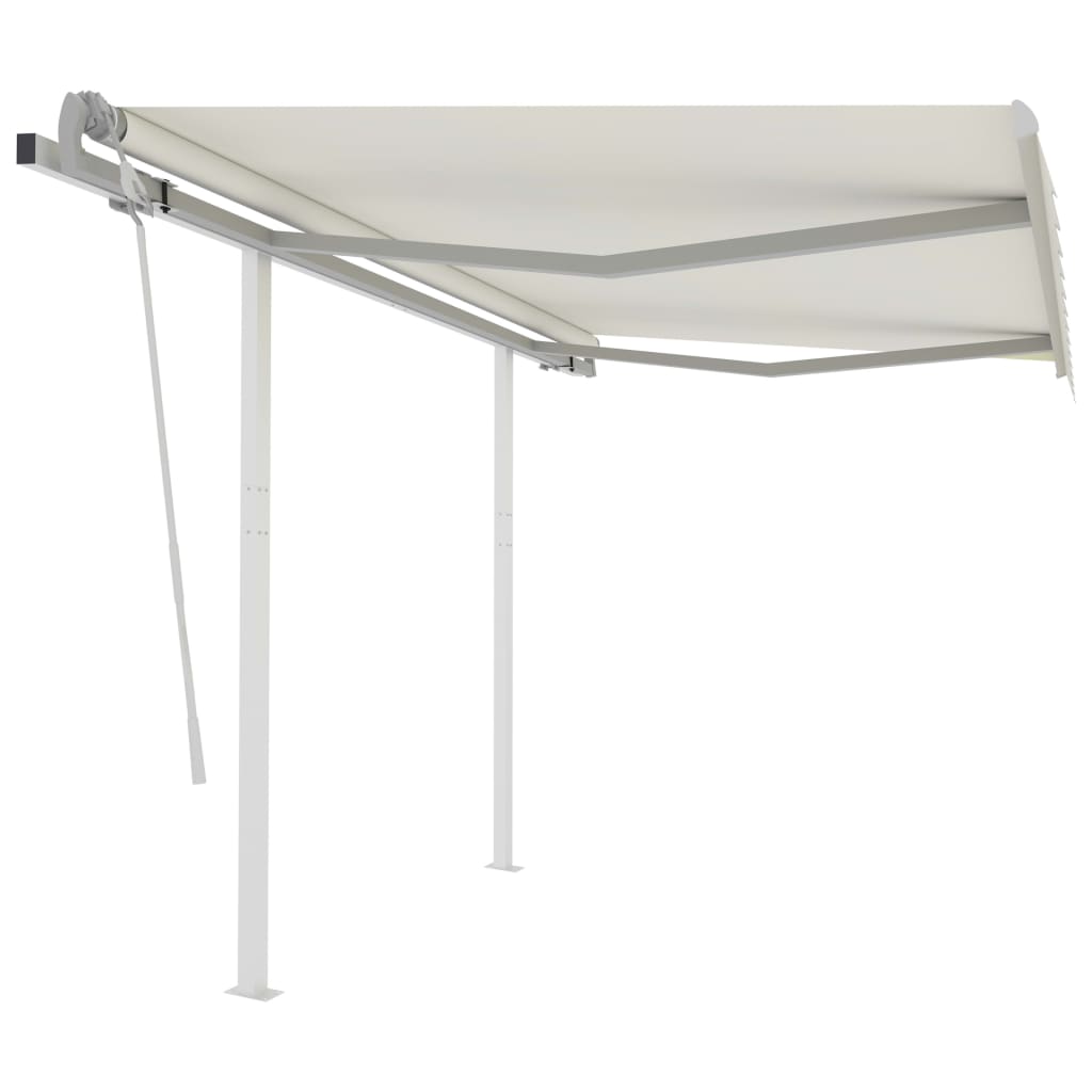 vidaXL Toldo manual retráctil con postes color crema 3x2,5 m