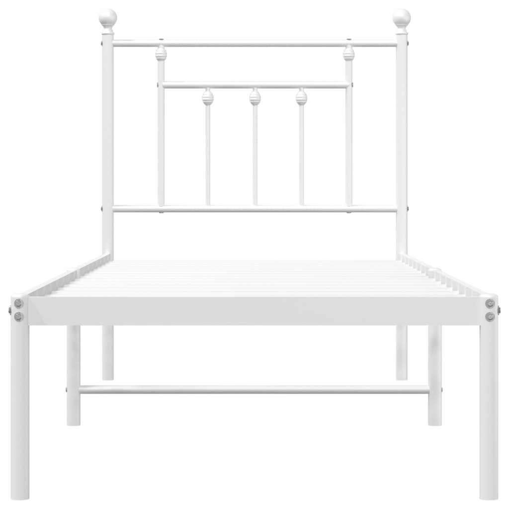 vidaXL Estructura cama sin colchón con cabecero metal blanco 75x190 cm