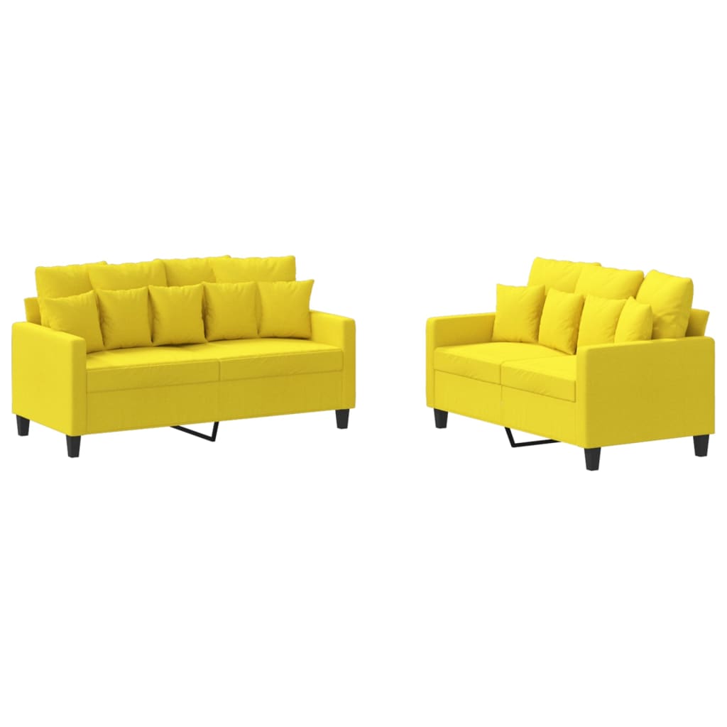 vidaXL Juego de sofás con cojines 2 piezas tela amarillo claro
