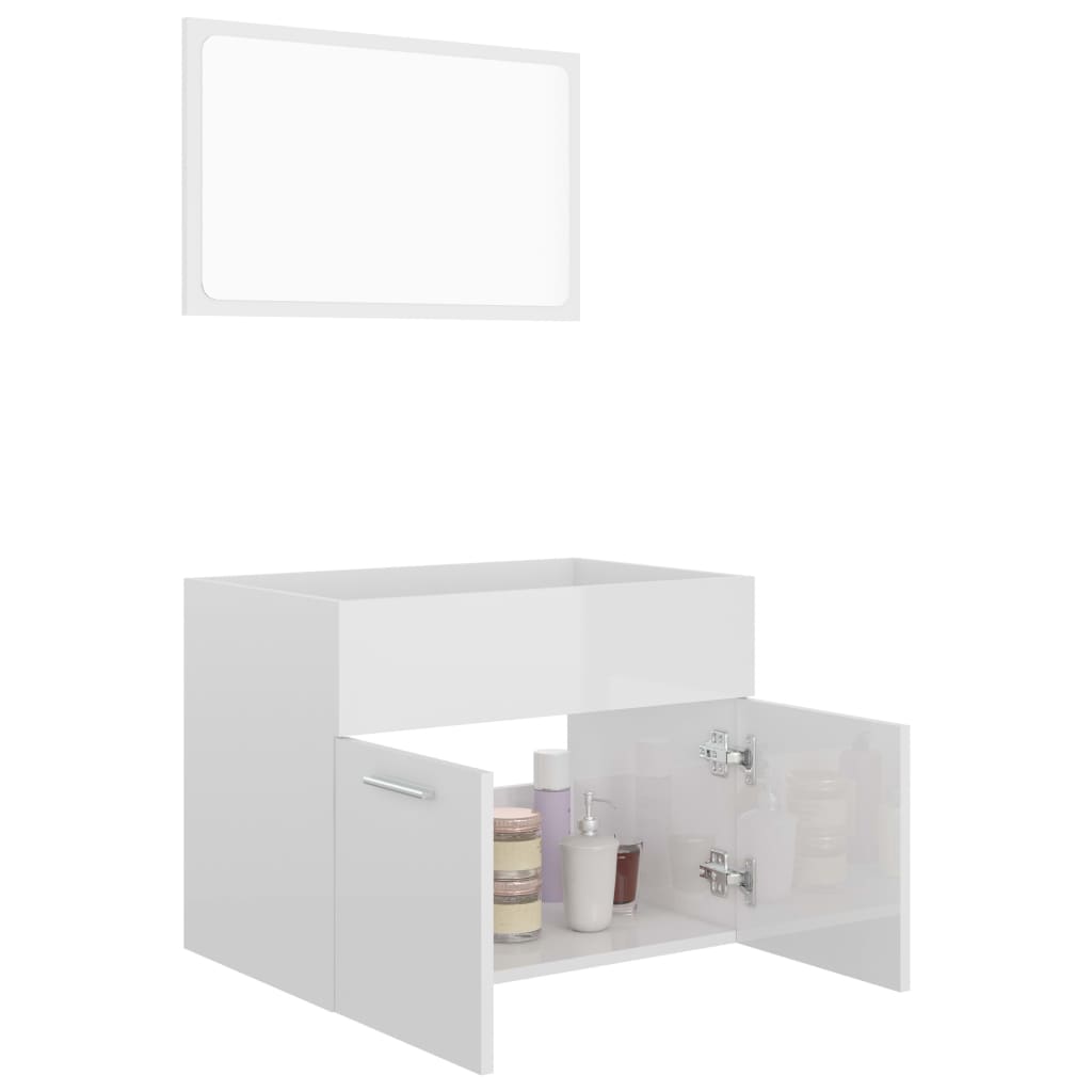 vidaXL Set muebles de baño 2 piezas madera contrachapada blanco brillo