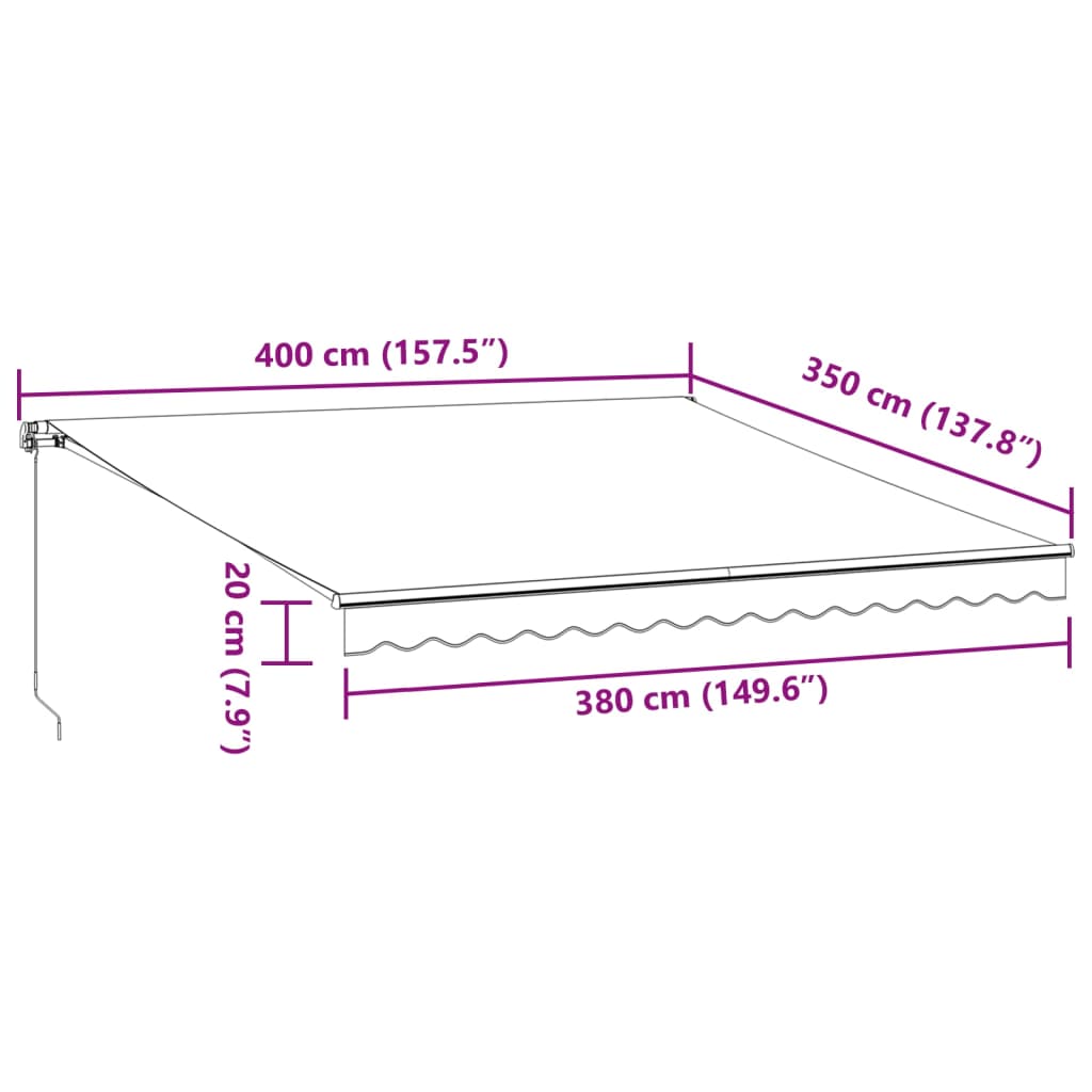 vidaXL Toldo retráctil manual marrón 400x350 cm