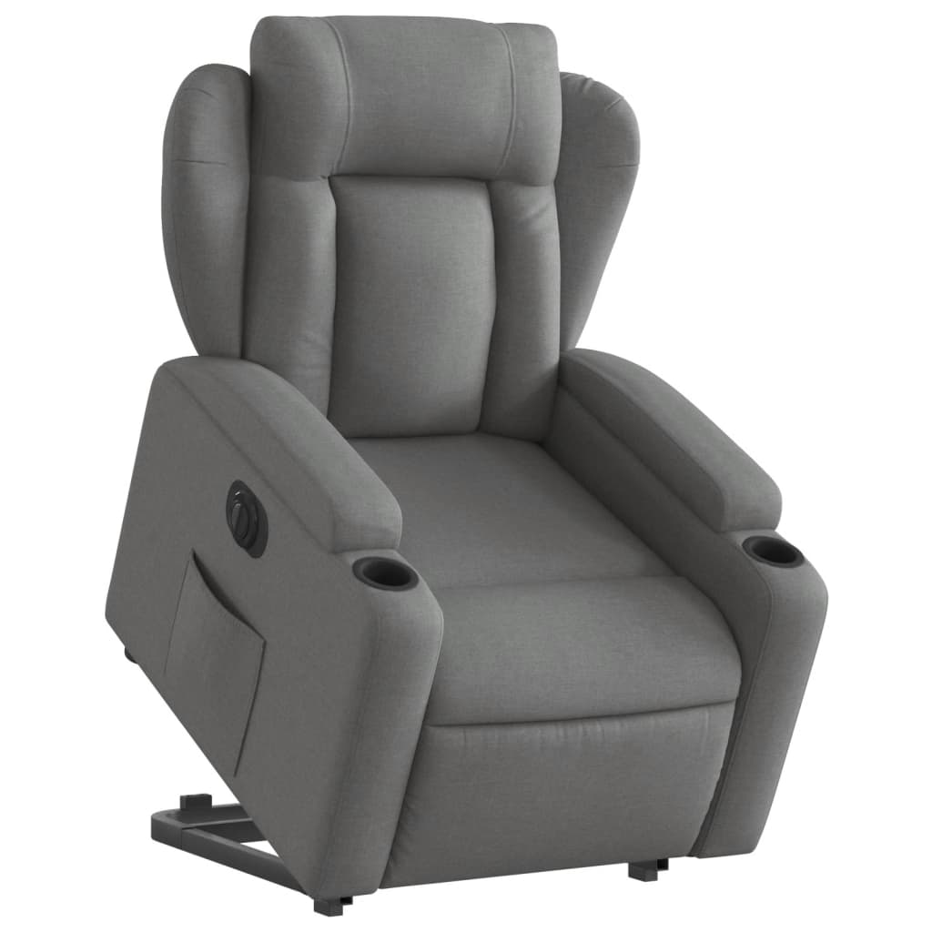 vidaXL Sillón eléctrico reclinable elevable de tela gris oscuro