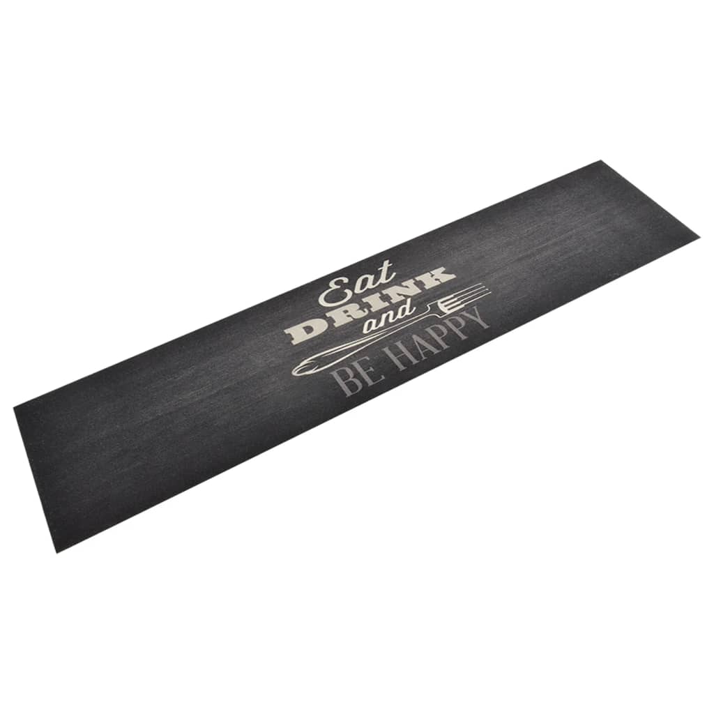 vidaXL Alfombra de cocina lavable terciopelo negro 60x300 cm