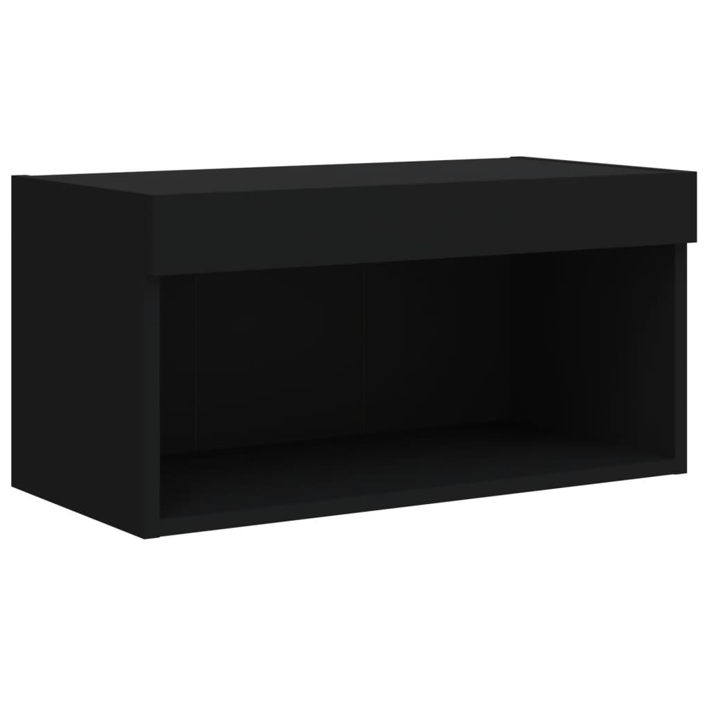 vidaXL Muebles de TV de pared con LED 5 pzas madera ingeniería negro