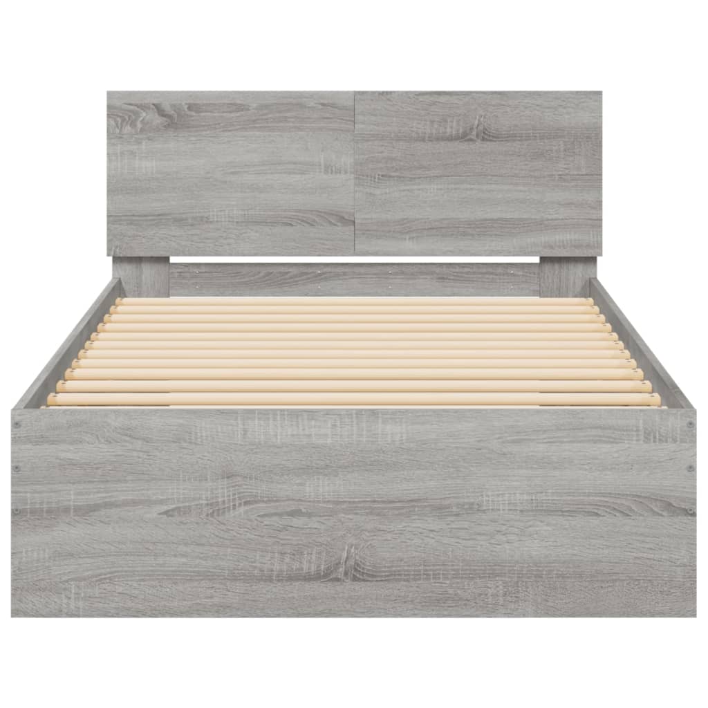 vidaXL Estructura de cama cabecero luces LED gris Sonoma 100x200 cm