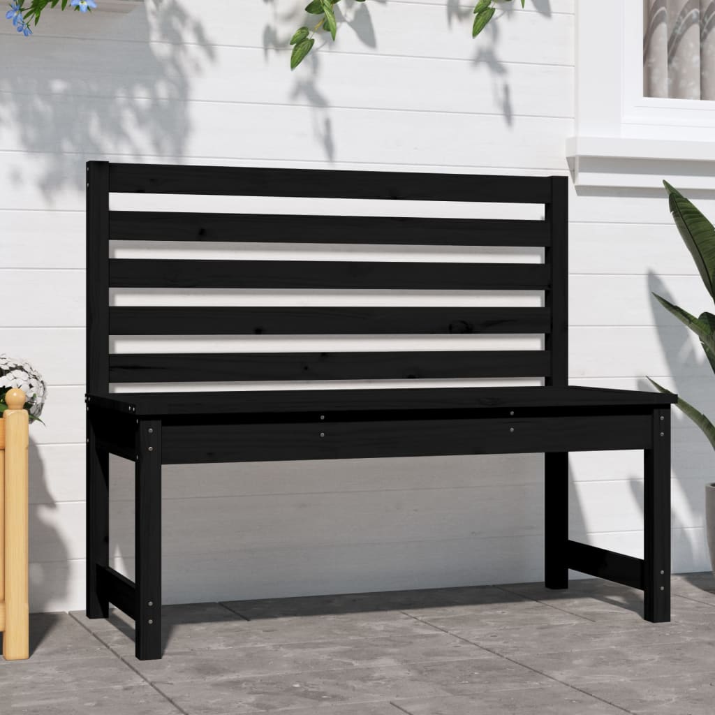 vidaXL Banco de jardín madera maciza pino negro 109 cm