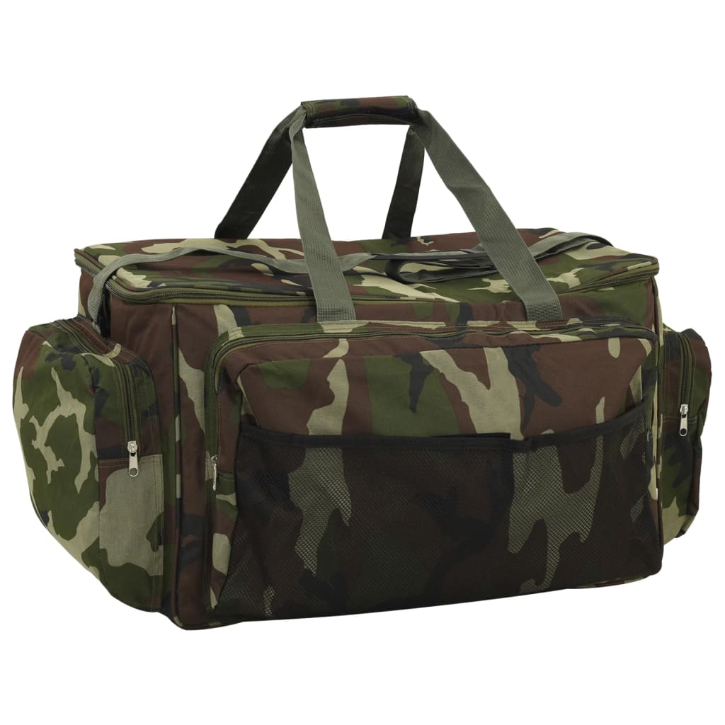 vidaXL Bolso de pesca impermeable tela Oxford verde camuflaje