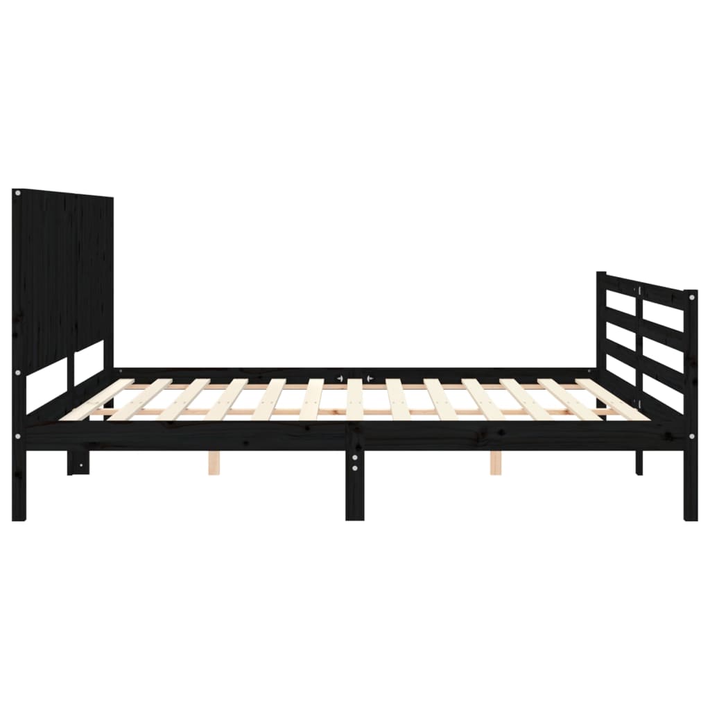 vidaXL Estructura de cama con cabecero madera maciza negro 200x200 cm