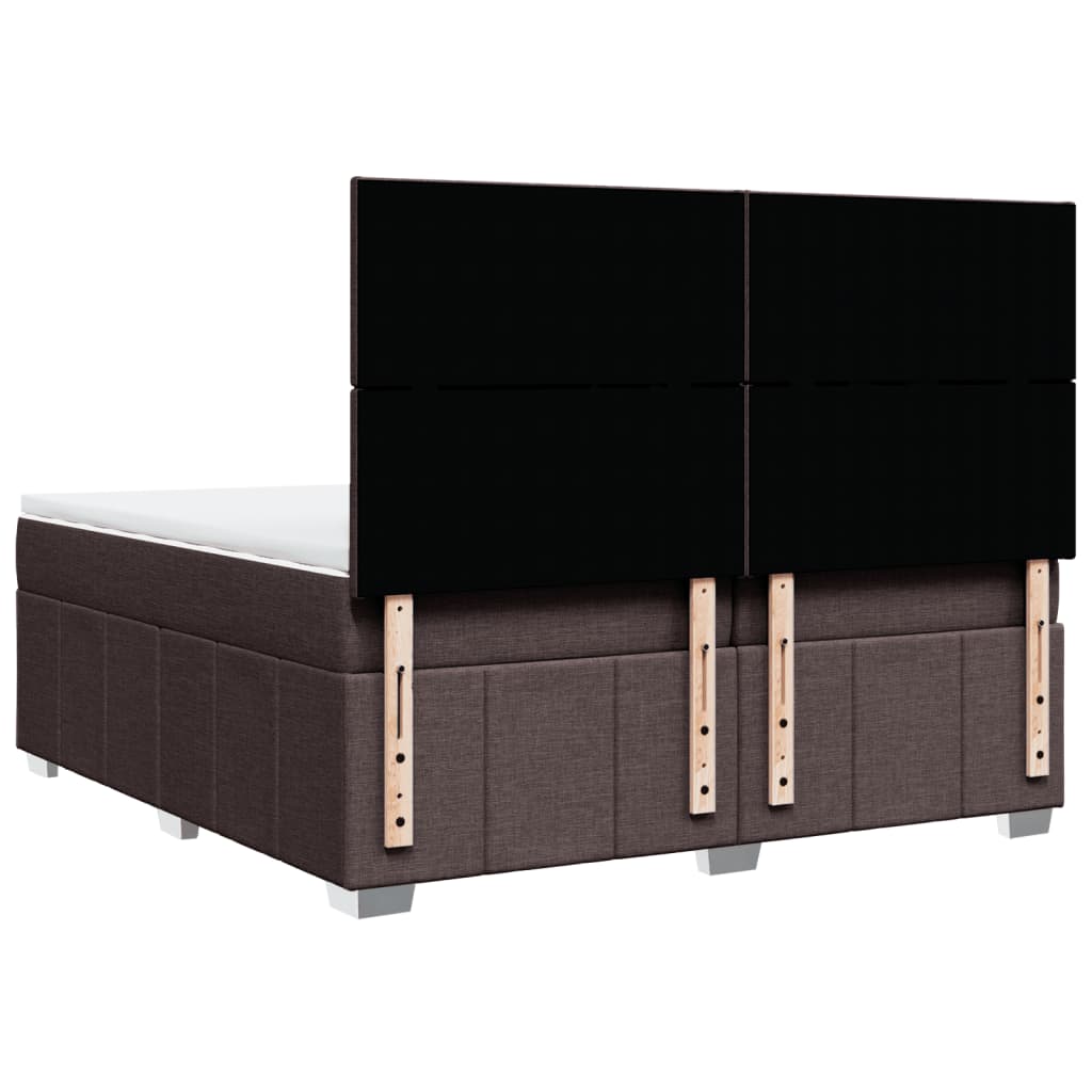 vidaXL Cama box spring con colchón tela marrón oscuro 200x200 cm