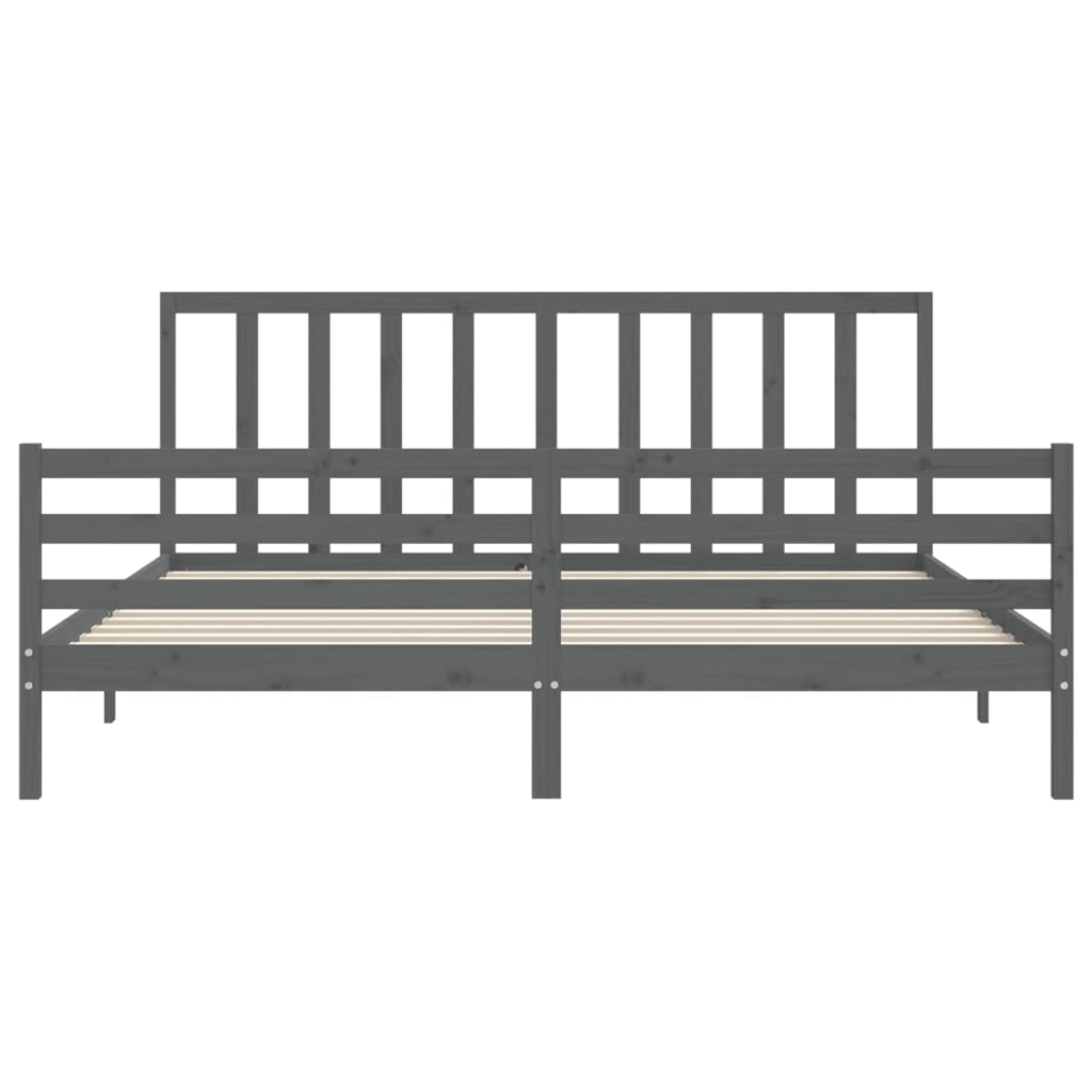 vidaXL Estructura de cama con cabecero madera maciza gris 200x200 cm