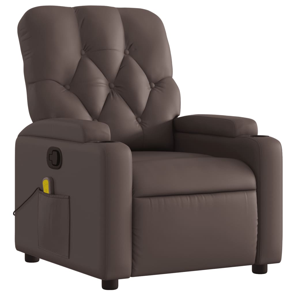 vidaXL Sillón de masaje reclinable cuero sintético marrón