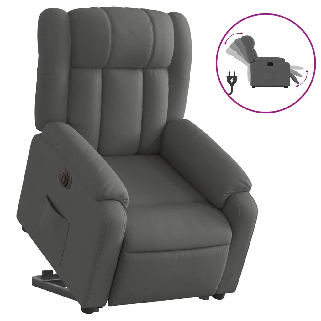 vidaXL Sillón eléctrico reclinable elevable de tela gris oscuro