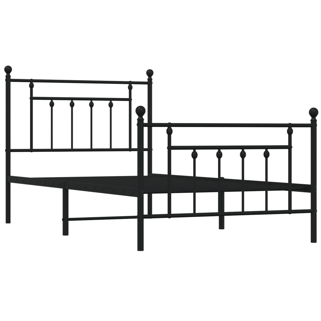 vidaXL Estructura de cama con cabecero y estribo metal negro 100x190cm