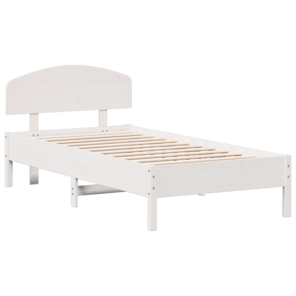 vidaXL Estructura de cama sin colchón madera maciza blanca 75x190 cm