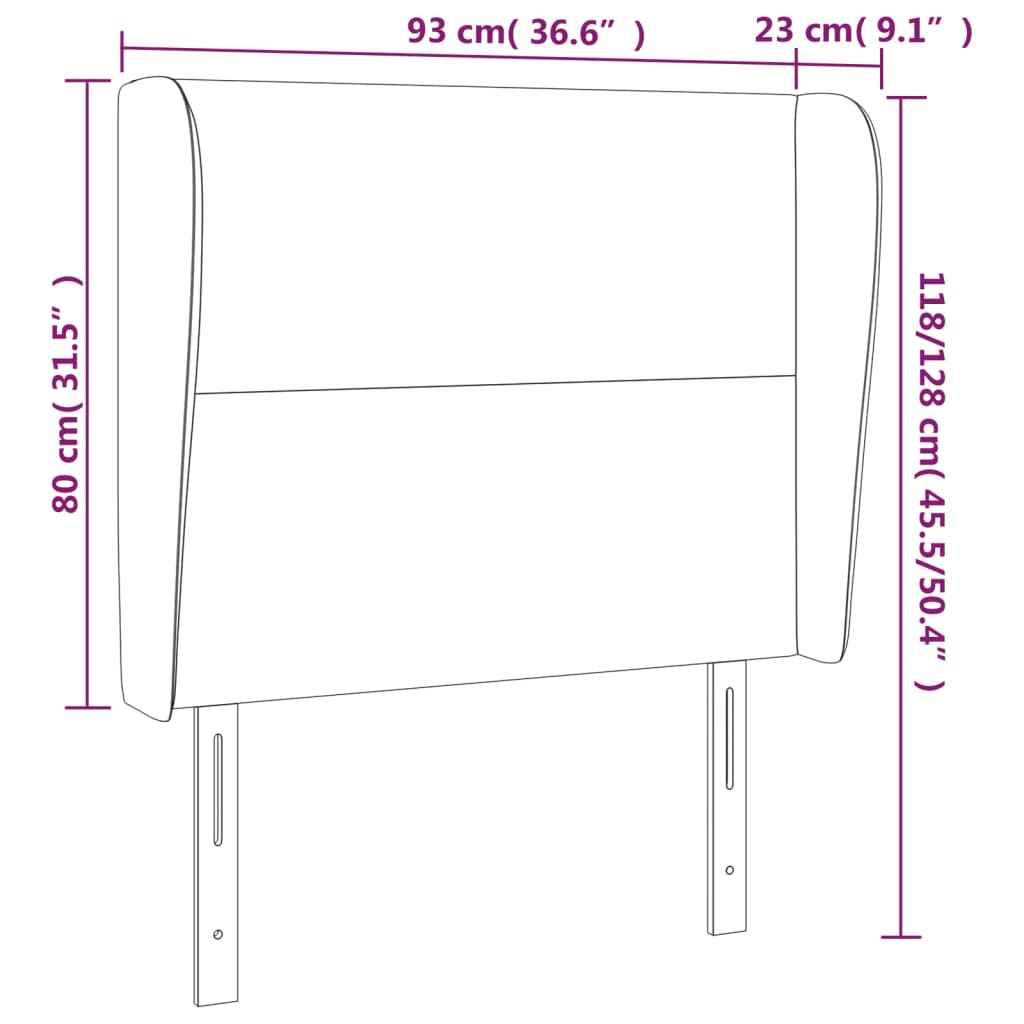 vidaXL Cabecero con orejas de tela azul 93x23x118/128 cm