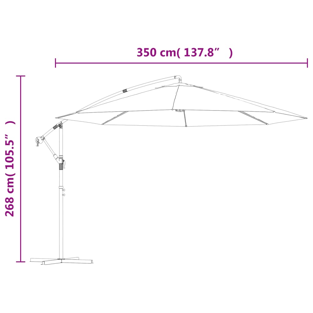 vidaXL Sombrilla voladiza con poste de aluminio terracota 350 cm