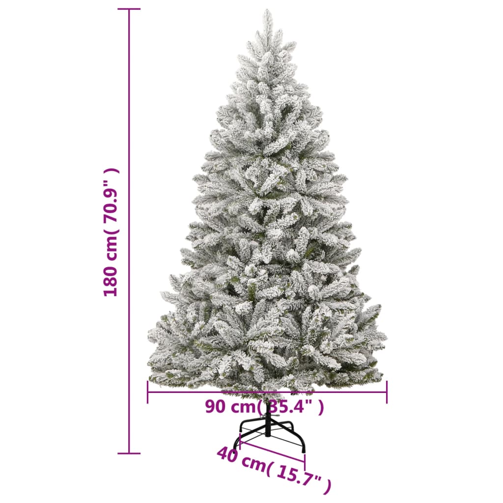 vidaXL Árbol de Navidad artificial con bisagras 300 LED y bolas 180 cm