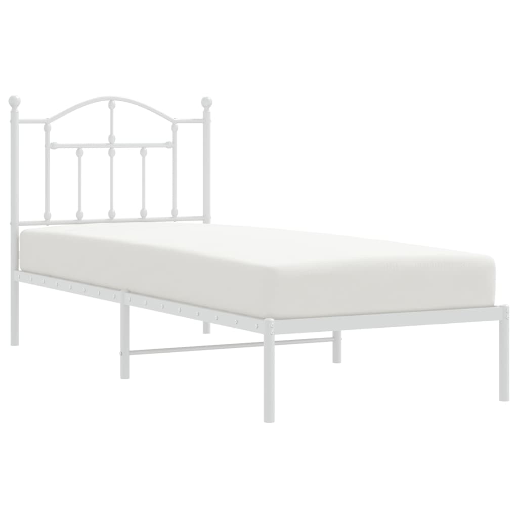 vidaXL Estructura cama sin colchón con cabecero metal blanco 90x200 cm