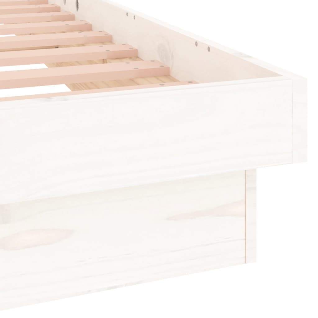 vidaXL Estructura de cama con LEDs madera maciza blanca 150x200 cm