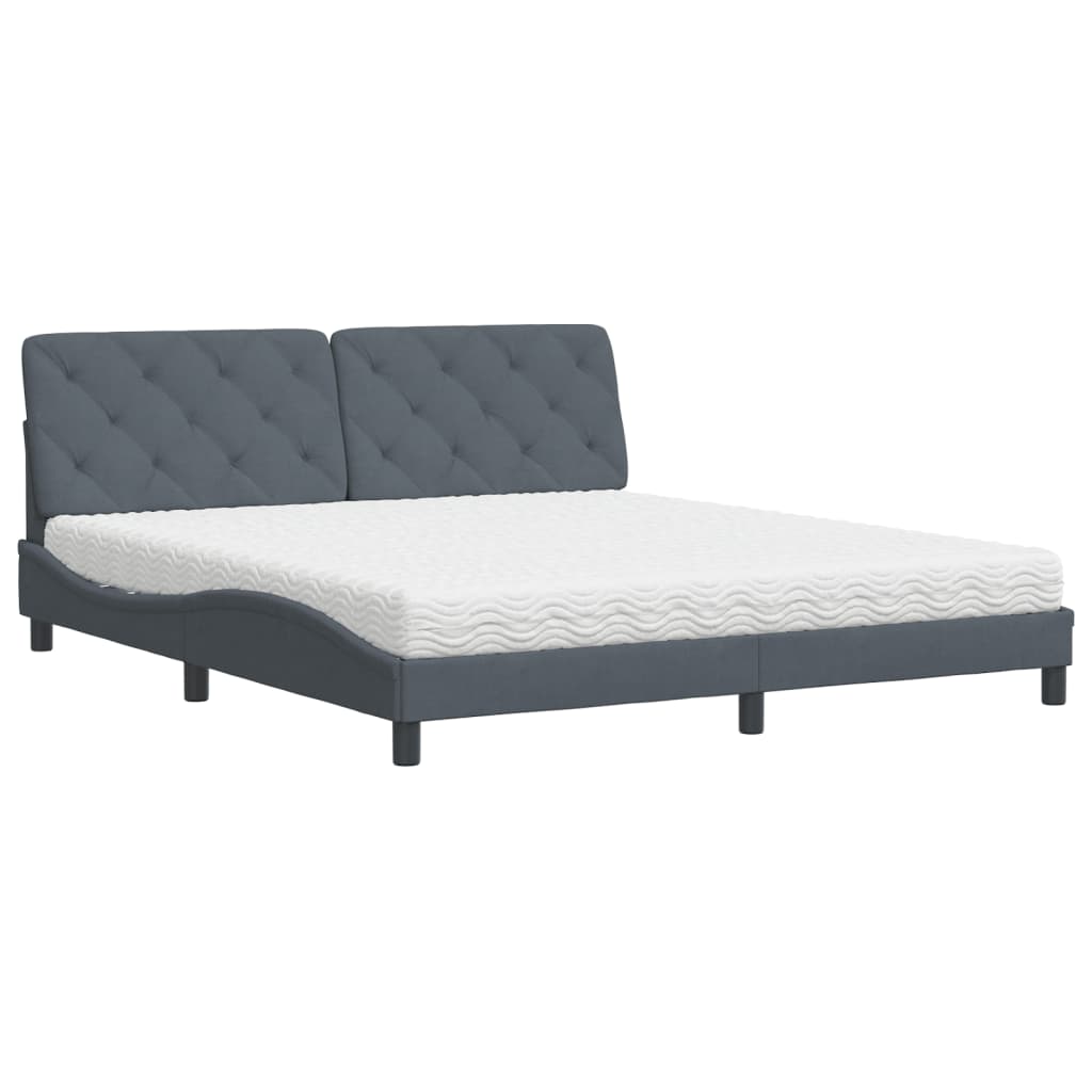 vidaXL Cama con colchón terciopelo gris oscuro 180x200 cm