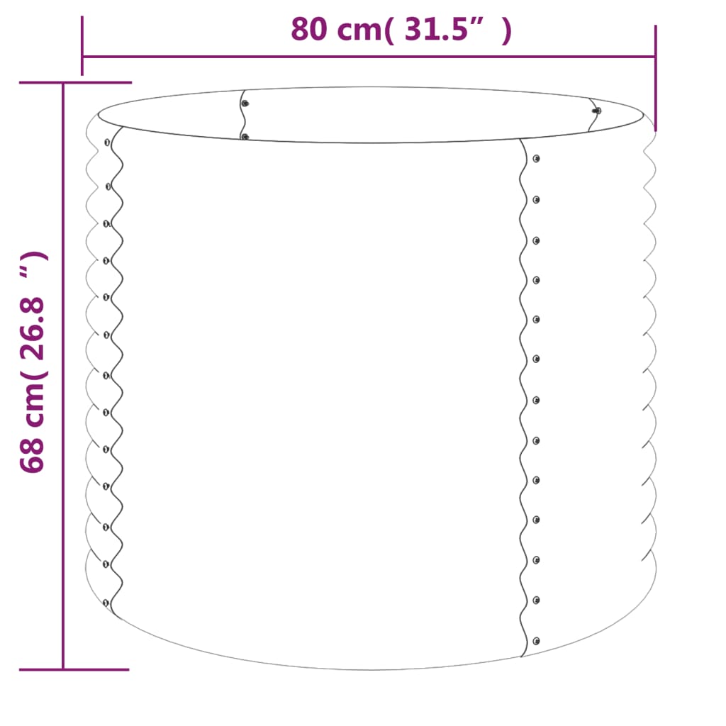 vidaXL Jardinera de acero con recubrimiento en polvo gris 80x80x68 cm