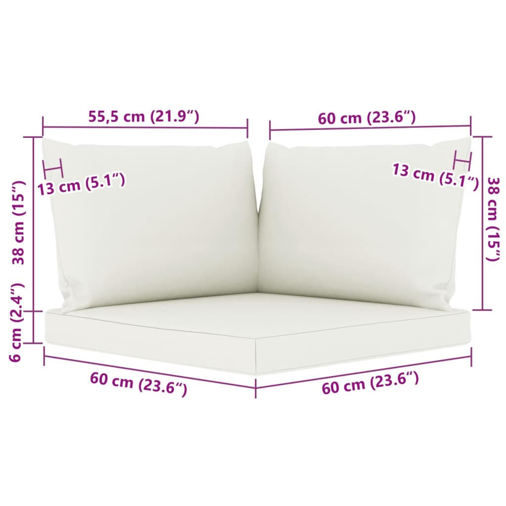 vidaXL Set de muebles de jardín 9 piezas con cojines blanco crema